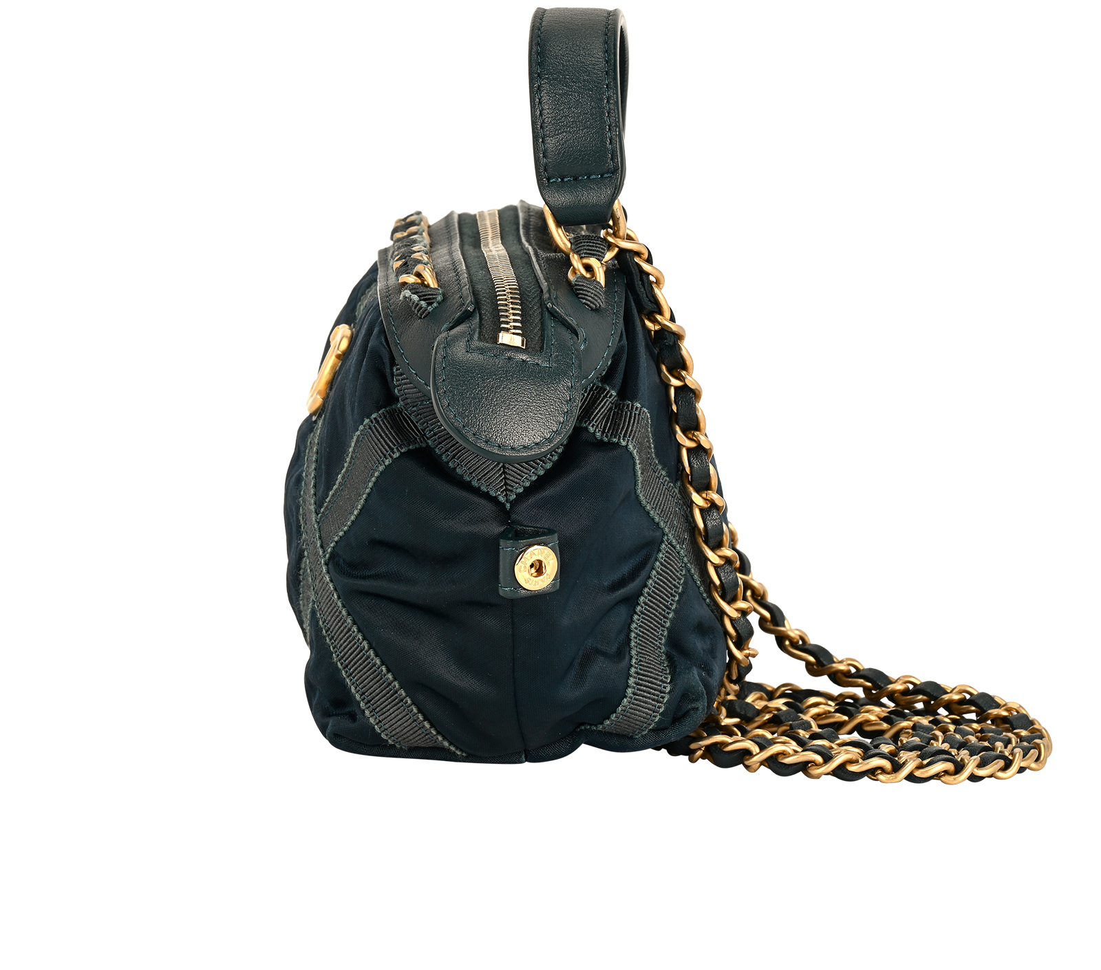 Grosgrain Lifestyle Clutch With Chain, &pound;1,900, Handbags, Blue, Nylon, Bottom view